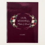 Royal Burgundy Floral Geometric Wedding Planner<br><div class="desc">Elegant,  Unique design featuring a watercolour floral bouquets,  a geometric rose textured shape,  all on a bold burgundy background with outlined leaves. Use Customise tool to add your info. For matching items,  please,  visit my Burgundy Leaves Geometric Collection.</div>