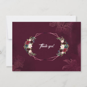 Royal Burgundy Floral Geometric Wedding Thank you
