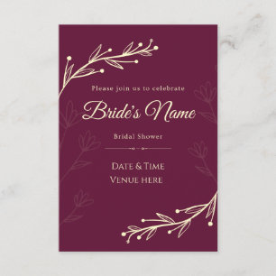 Royal Burgundy & Gold Bridal Shower Invitation