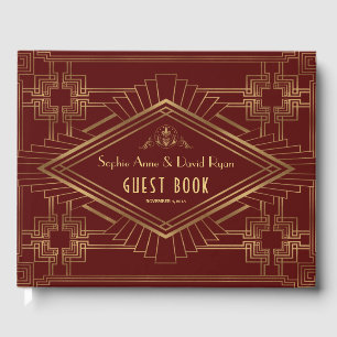 Royal Burgundy Gold Great Wedding Guest Book