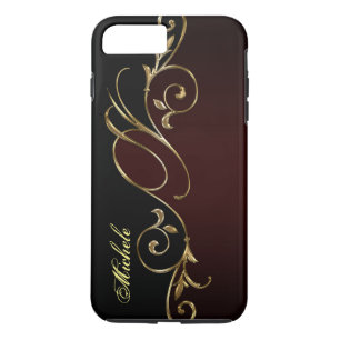 Royal Burgundy Gold iPhone 7 Plus Monogram iPhone 8 Plus/7 Plus Case