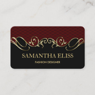 Royal Burgundy Leather Gold Business Card Monogram