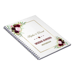 Royal Burgundy Marsala Floral Wedding Planner Notebook