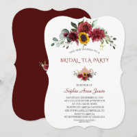 Royal Burgundy Sunflower Bridal Tea Party