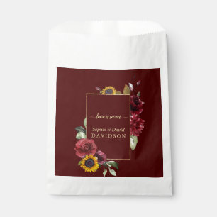 Royal Burgundy Sunflower Gold Wedding Favour Bags