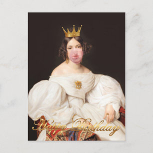 Royal Burst pink bubble gum Diva Happy birthday Postcard