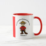 Royal Canadian Mounted Police Day Mug<br><div class="desc">This is a fun mug in honour of Royal Canadian Mounted Police Day that features a handsome Canadian Mountie on one side and then the Canadian flag on the other. You can change the bottom text to a person's name if you wish, rather than February 1. And, I put this...</div>