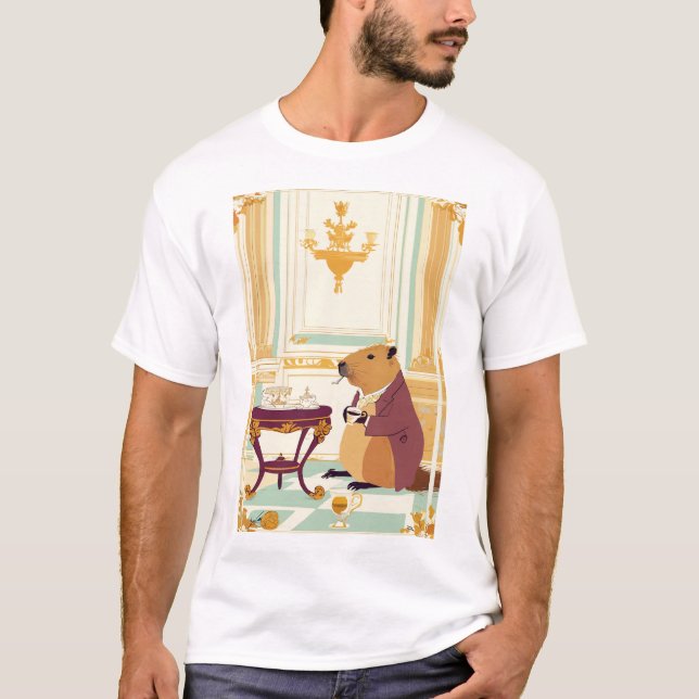 Royal Capybara: Tea Time at Buckingham Palace t sh T-Shirt (Front)