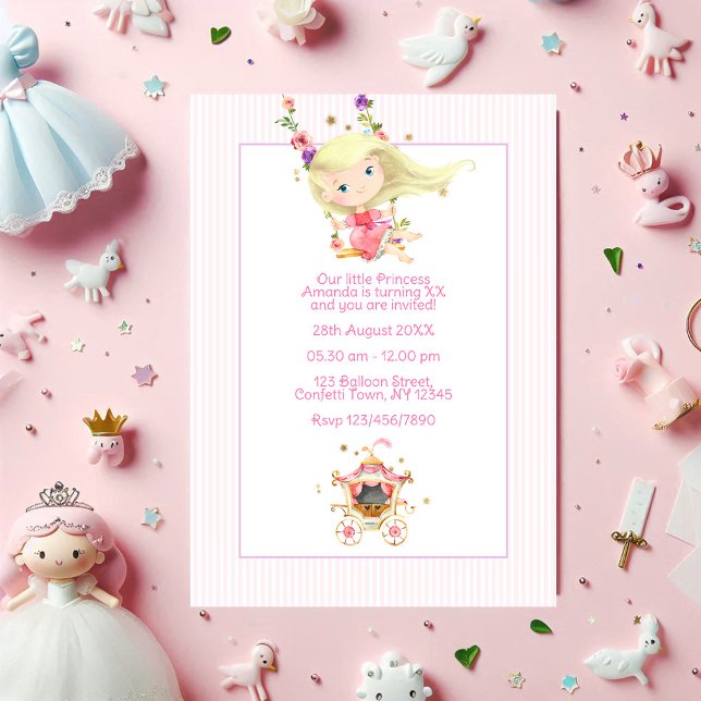 Royal Carriage Princess Birthday Photo Invitation (Royal Carriage Princess Birthday Photo Invitation)