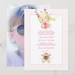 Royal Carriage Princess Birthday Photo Invitation