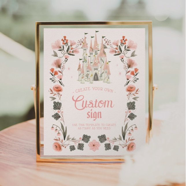 Royal Castle Birthday Sign - Custom Template Pink (Creator Uploaded)
