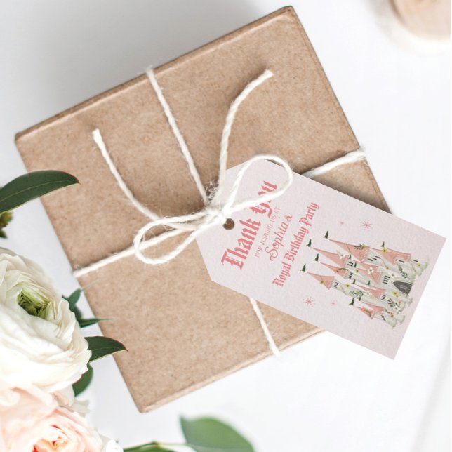 Royal Castle Pink Birthday Favour Tag (Creator Uploaded)