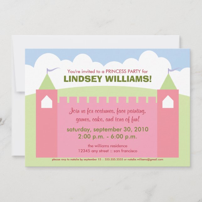 Royal Castle Princess Party Invitation (Front)