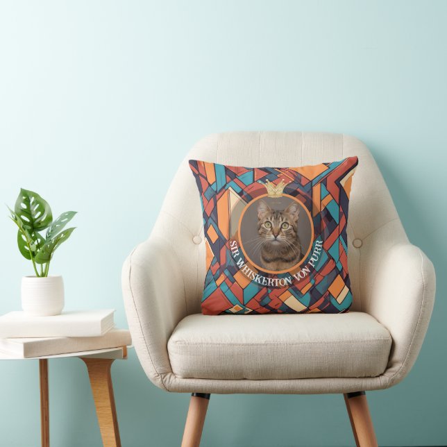 Royal Cat Abstract Geometric Aristocrat Pattern  Cushion (Chair)