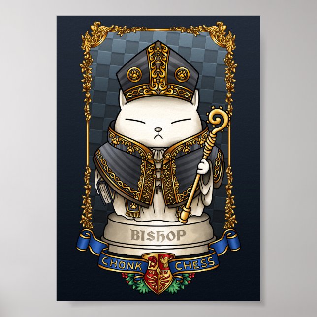 Royal Cat Chess Bishop Piece  Poster (Front)