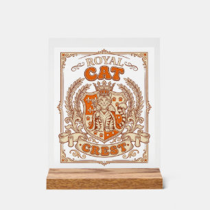 Royal Cat Crest Cat Heraldry Coat of Arms Vintage Acrylic Sign