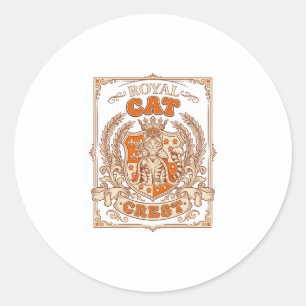 Royal Cat Crest Cat Heraldry Coat of Arms Vintage Classic Round Sticker