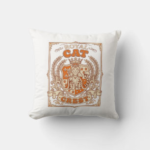 Royal Cat Crest Cat Heraldry Coat of Arms Vintage Cushion