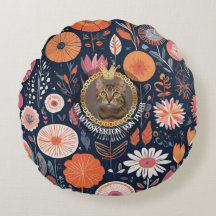 Royal Cat Dark Navy Floral Aristocrat Pattern Art