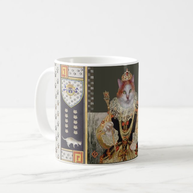 Royal Cat Rules Mug White Inside-- Queen (Front Left)