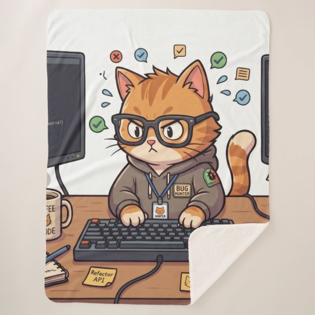 Royal Cat Sherpa Blanket (Front)