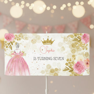 Royal celebration pink princess birthday banner