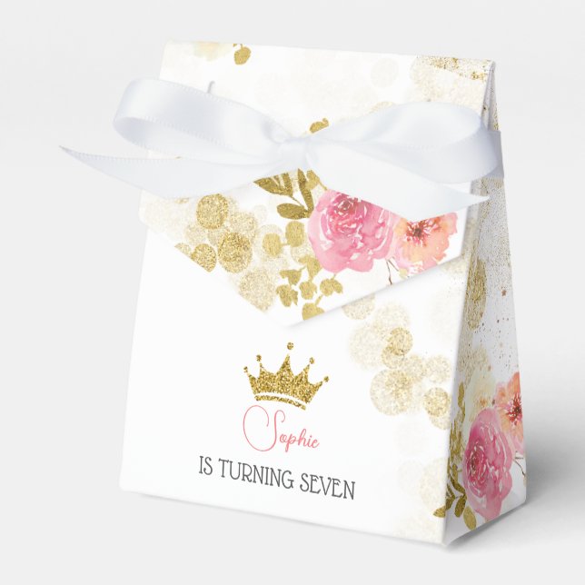 Royal celebration pink princess birthday favour box (Front Side)