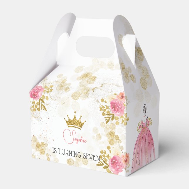 Royal celebration pink princess birthday favour box (Front Side)