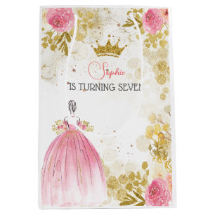 Royal celebration pink princess birthday medium gift bag