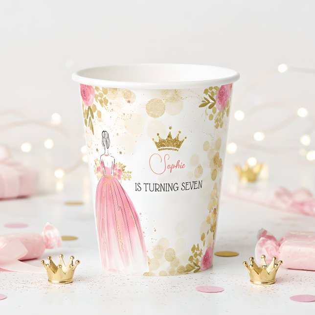 Royal celebration pink princess birthday paper cups (Creator Uploaded)