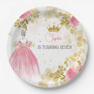 Royal celebration pink princess birthday paper plate