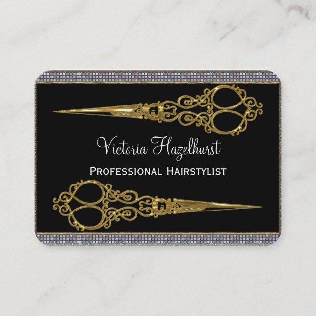 Royal Château Double Scissors Professional Business Card (Front)