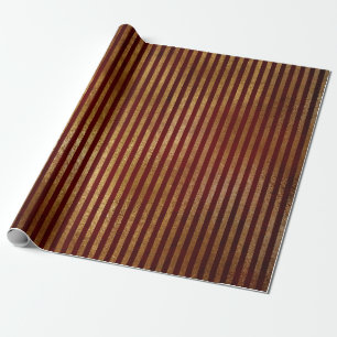Royal Chic Golden Red Velvet Stripes Lines Wrapping Paper