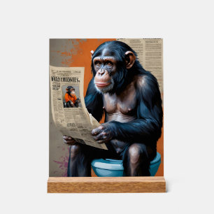Royal chimp art Pop art chimpanzee Realistic  Acrylic Sign