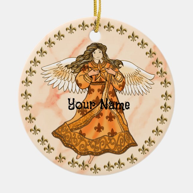 Royal Christian angel  Ceramic Tree Decoration (Front)