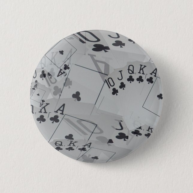 Royal Club Flush Poker Cards Pattern, 6 Cm Round Badge (Front)