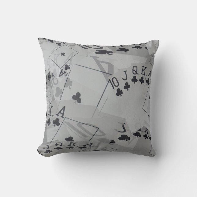 Royal Club Flush Poker Cards Pattern, Cushion (Front)