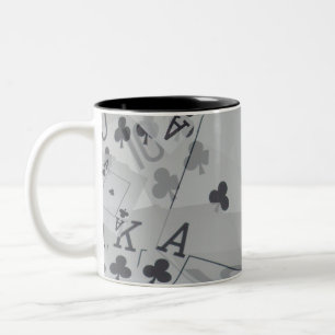 Royal Club Flush Poker Cards Pattern, Two-Tone Coffee Mug