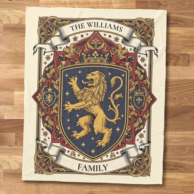 Royal Coat of Arms Luxury Lion Rampant  Fleece Blanket (Creator Uploaded)