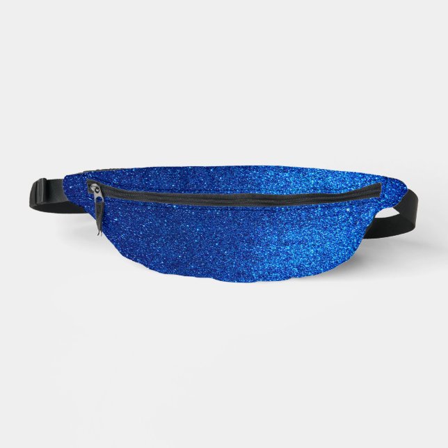 Royal Cobalt Navy Blue Glitter Glam Fashion Luxury Bum Bags (Front)