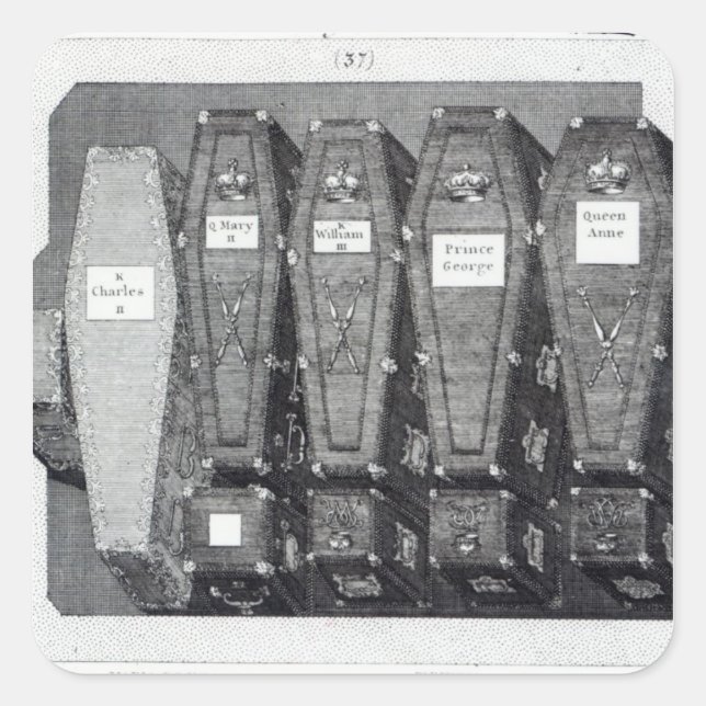 Royal Coffins at Westminster Abbey Square Sticker (Front)