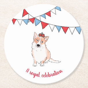 Royal corgi round paper coaster