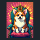 Royal Corgi with Crown – Funny Pop Art Poster<br><div class="desc">In this playful and vibrant pop-art piece, a fluffy Corgi assumes its rightful place on the throne as the most adorable monarch. This isn't just a dog—it’s Lord Floofington, First of His Name, ruling with a look of smug yet irresistible charm. Poised proudly on a comic-style throne, its big, round...</div>