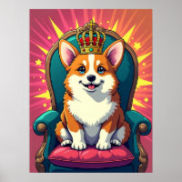 Royal Corgi with Crown – Funny Pop Art