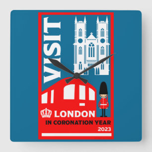 Royal Coronation Year 2023 London   Square Wall Clock