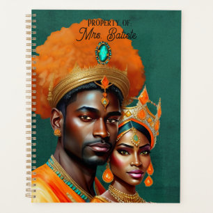 Royal Couple King Queen Orange Gold Teal Planner
