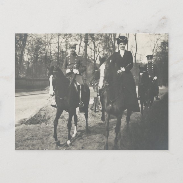 Royal couple riding sidesaddle #035SS Postcard (Front)