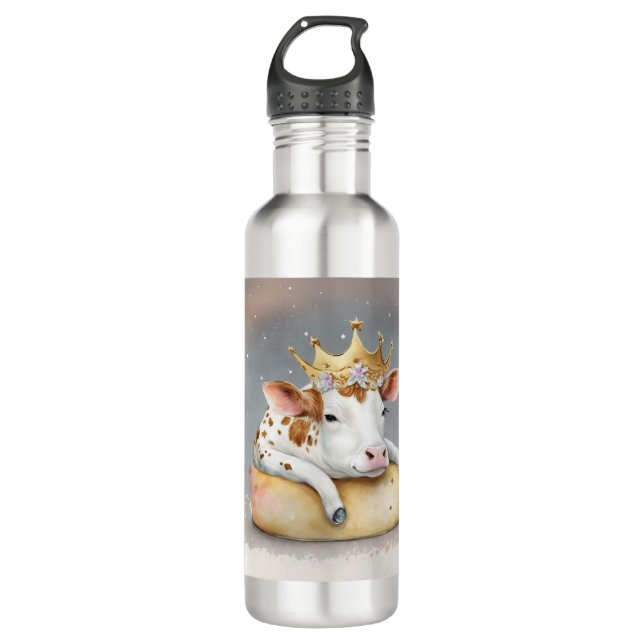 Royal Cow Dreaming on Cheese Throne          710 Ml Water Bottle (Front)