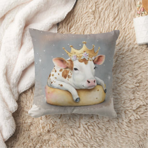 Royal Cow Dreaming on Cheese Throne                Cushion