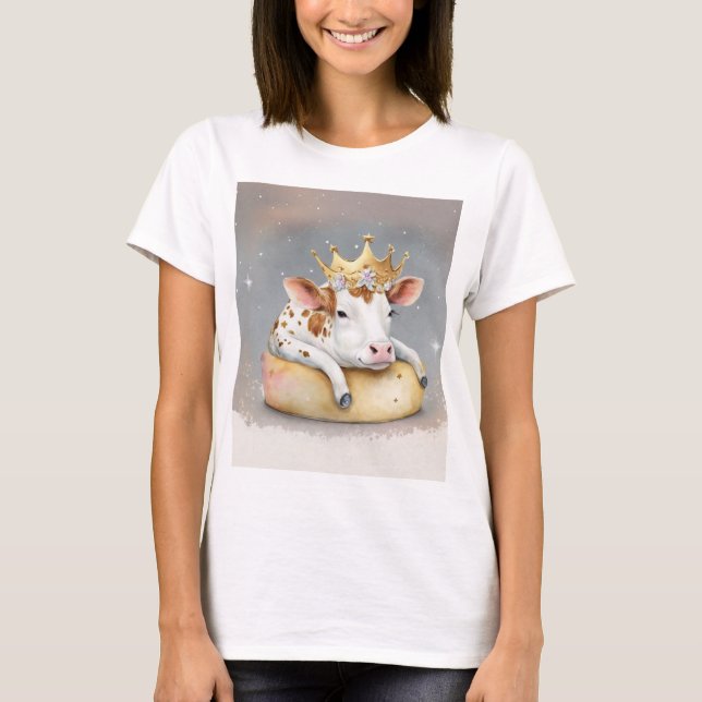 Royal Cow Dreaming on Cheese Throne                T-Shirt (Front)